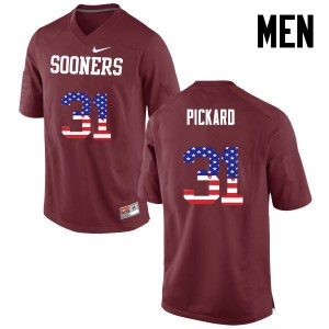 Men Braxton Pickard Crimson Sooners College Football USA Flag Fashion #31 Jersey 703704-946