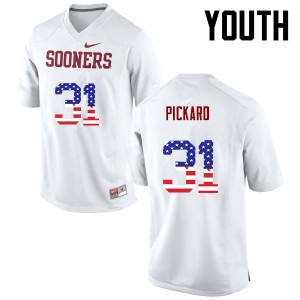 Youth Braxton Pickard White OU Sooners College Football USA Flag Fashion #31 Jersey 302438-415