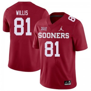 Men Brayden Willis Crimson OU Jordan Brand College Football #81 Jersey 819710-948