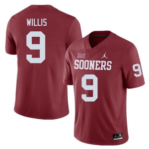 Men Brayden Willis Crimson Oklahoma Sooners College Football #9 Jersey 880329-717