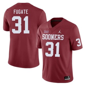 Men Cale Fugate Crimson Oklahoma College Football #31 Jersey 609228-941
