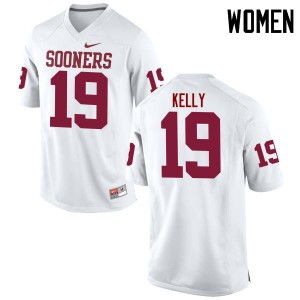 Women Caleb Kelly White Sooners College Football #19 Jersey 446996-455