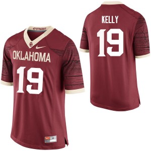 Men Caleb Kelly Crimson OU Sooners College Football #19 Jersey 863830-749