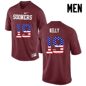 Men Caleb Kelly Crimson OU College Football USA Flag Fashion #19 Jersey 856540-237