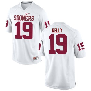 Men Caleb Kelly White Sooners College Football #19 Jersey 801249-884