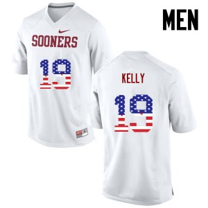 Men Caleb Kelly White OU College Football USA Flag Fashion #19 Jersey 943402-673