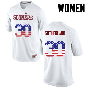 Women Calum Sutherland White OU Sooners College Football USA Flag Fashion #30 Jersey 780040-301