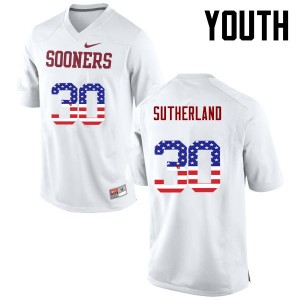 Youth Calum Sutherland White Oklahoma College Football USA Flag Fashion #30 Jersey 484548-180