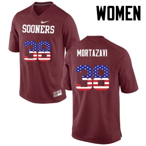 Women Cameron Mortazavi Crimson Oklahoma College Football USA Flag Fashion #38 Jersey 728500-441