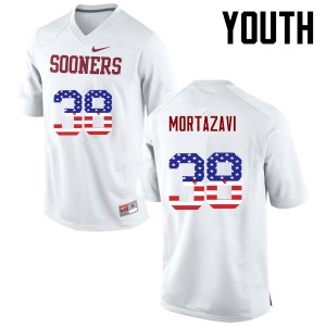 Youth Cameron Mortazavi White OU Sooners College Football USA Flag Fashion #38 Jersey 957950-829