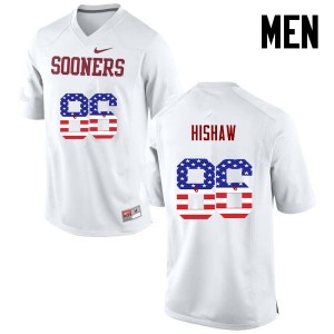 Men Carlos Hishaw White OU Sooners College Football USA Flag Fashion #86 Jersey 601281-652