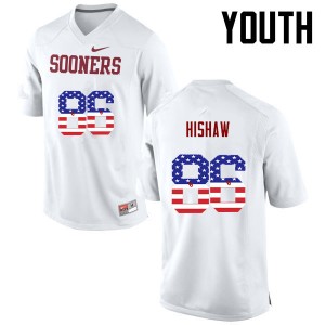 Youth Carlos Hishaw White OU Sooners College Football USA Flag Fashion #86 Jersey 387101-650