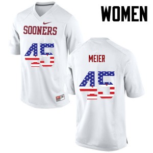 Women Carson Meier White OU Sooners College Football USA Flag Fashion #45 Jersey 868384-510