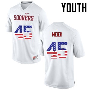 Youth Carson Meier White Sooners College Football USA Flag Fashion #45 Jersey 446791-436