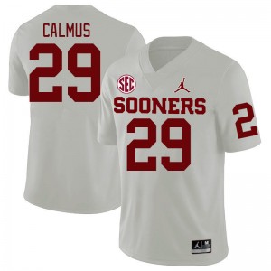 Men Casen Calmus White Oklahoma 2024 SEC Conference College Football #29 Jersey 380972-912