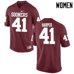 Women Casey Harper Crimson Oklahoma Sooners College Football #41 Jersey 365484-676