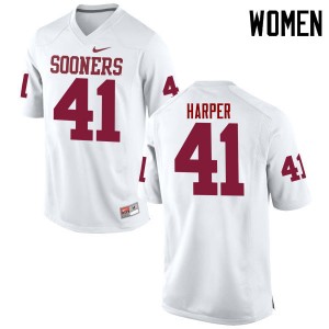 Women Casey Harper White Sooners College Football #41 Jersey 206350-269