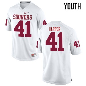 Youth Casey Harper White OU College Football #41 Jersey 974886-647
