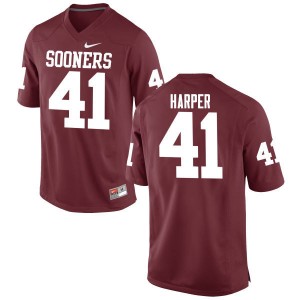 Men Casey Harper Crimson Oklahoma Sooners College Football #41 Jersey 465941-321