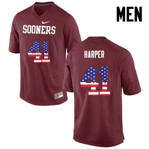 Men Casey Harper Crimson Sooners College Football USA Flag Fashion #41 Jersey 101026-189