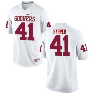 Men Casey Harper White OU College Football #41 Jersey 680455-747