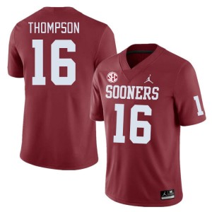 Men Casey Thompson Crimson Oklahoma Sooners 2024 SEC Conference #16 Jersey 427043-396