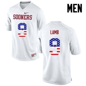 Men CeeDee Lamb White OU College Football USA Flag Fashion #9 Jersey 489713-876