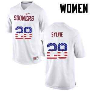 Women Chanse Sylvie White Sooners College Football USA Flag Fashion #28 Jersey 143156-608