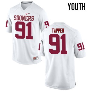Youth Charles Tapper White Sooners College Football #91 Jersey 603202-341