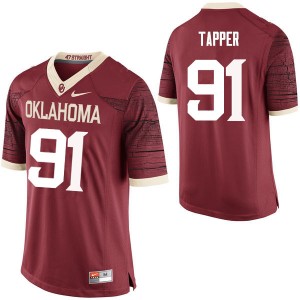 Men Charles Tapper Crimson OU College Football #91 Jersey 564750-175