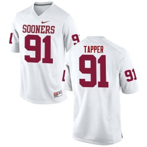 Men Charles Tapper White Oklahoma Sooners College Football #91 Jersey 295547-341