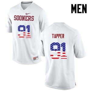 Men Charles Tapper White OU College Football USA Flag Fashion #91 Jersey 744991-204