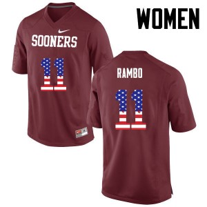 Women Charleston Rambo Crimson OU College Football USA Flag Fashion #11 Jersey 272615-400
