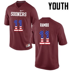 Youth Charleston Rambo Crimson Oklahoma College Football USA Flag Fashion #11 Jersey 674830-193