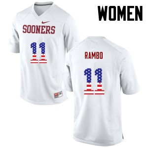 Women Charleston Rambo White Sooners College Football USA Flag Fashion #11 Jersey 731058-550