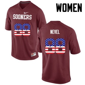 Women Chase Nevel Crimson Sooners College Football USA Flag Fashion #88 Jersey 840272-791