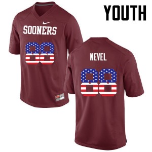 Youth Chase Nevel Crimson OU Sooners College Football USA Flag Fashion #88 Jersey 703761-592