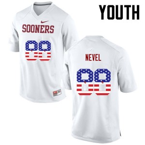 Youth Chase Nevel White OU Sooners College Football USA Flag Fashion #88 Jersey 708871-506