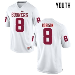 Youth Chris Robison White OU College Football #8 Jersey 925559-385