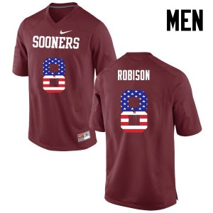 Men Chris Robison Crimson Oklahoma Sooners College Football USA Flag Fashion #8 Jersey 765755-507
