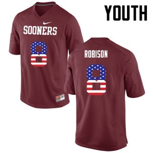 Youth Chris Robison Crimson Oklahoma College Football USA Flag Fashion #8 Jersey 172711-473