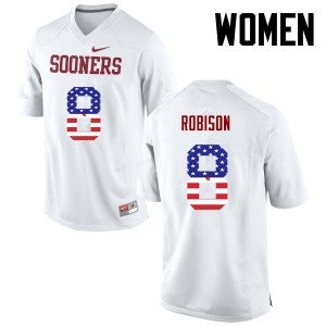Women Chris Robison White Oklahoma Sooners College Football USA Flag Fashion #8 Jersey 807280-222