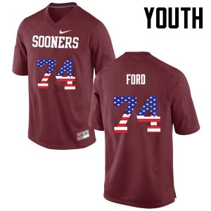 Youth Cody Ford Crimson OU Sooners College Football USA Flag Fashion #74 Jersey 922898-813