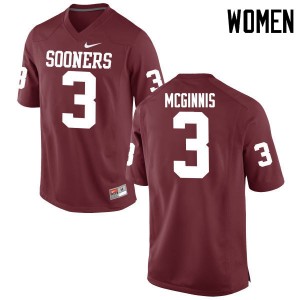 Women Connor McGinnis Crimson OU College Football #3 Jersey 553373-218