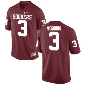 Men Connor McGinnis Crimson Oklahoma College Football #3 Jersey 788215-142