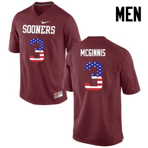 Men Connor McGinnis Crimson Oklahoma College Football USA Flag Fashion #3 Jersey 910912-131