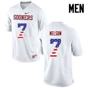 Men Corey Nelson White OU Sooners College Football USA Flag Fashion #7 Jersey 129689-474