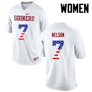 Women Corey Nelson White Sooners College Football USA Flag Fashion #7 Jersey 477615-718