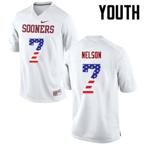 Youth Corey Nelson White Oklahoma College Football USA Flag Fashion #7 Jersey 895482-648