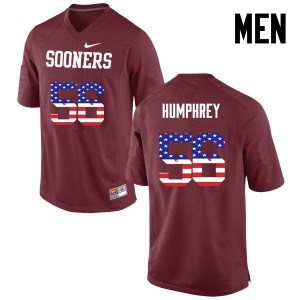 Men Creed Humphrey Crimson Oklahoma Sooners College Football USA Flag Fashion #56 Jersey 900638-539
